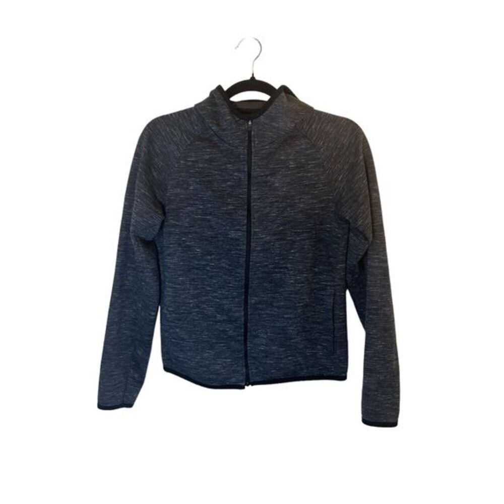 Uniqlo Full Zip Marled Heather Hoodie Grey with Pockets SMALL